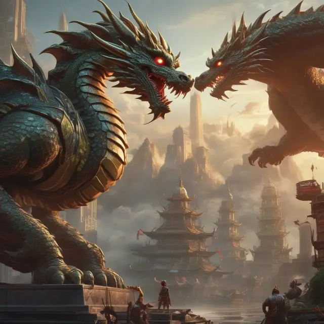 Asian dragons building heavy industries: A symbol of economic might and industrial dominance.