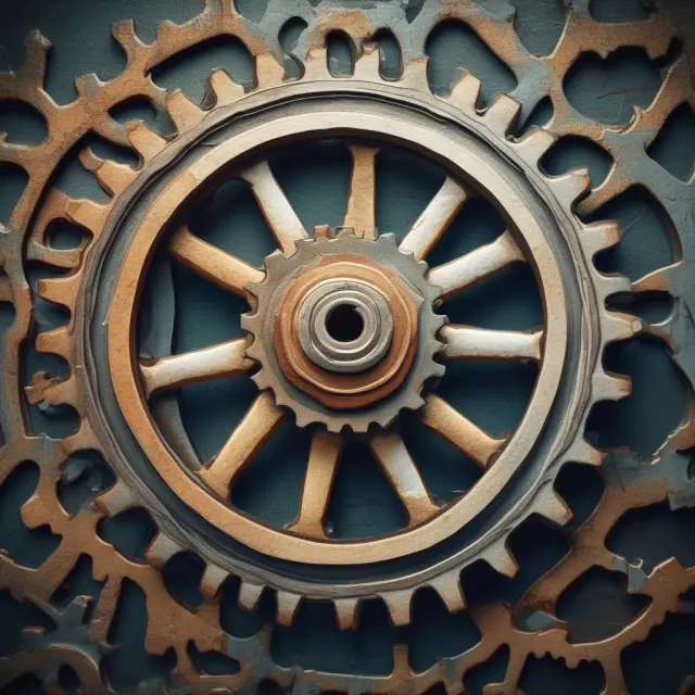 Visualization of two gears representing countries exchanging resources based on their unique endowments and comparative advantages