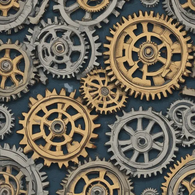 Two gears, Country A (labor-intensive) and Country B (capital-intensive), representing efficient resource allocation through international trade in the Heckscher-Ohlin model.
