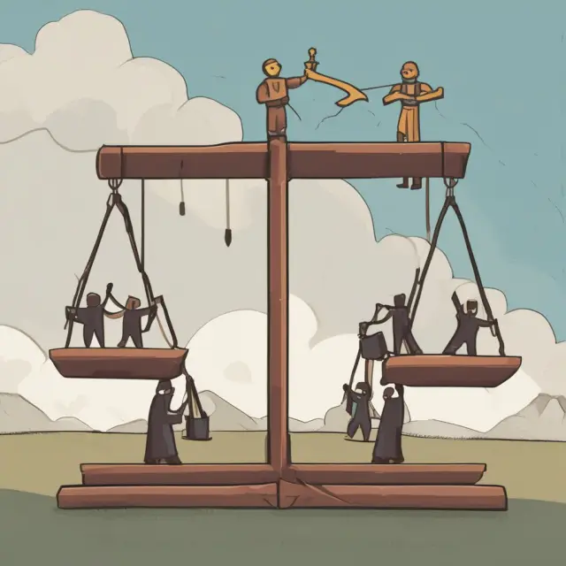 Seesaw balances factors of production between countries, representing the Heckscher-Ohlin model