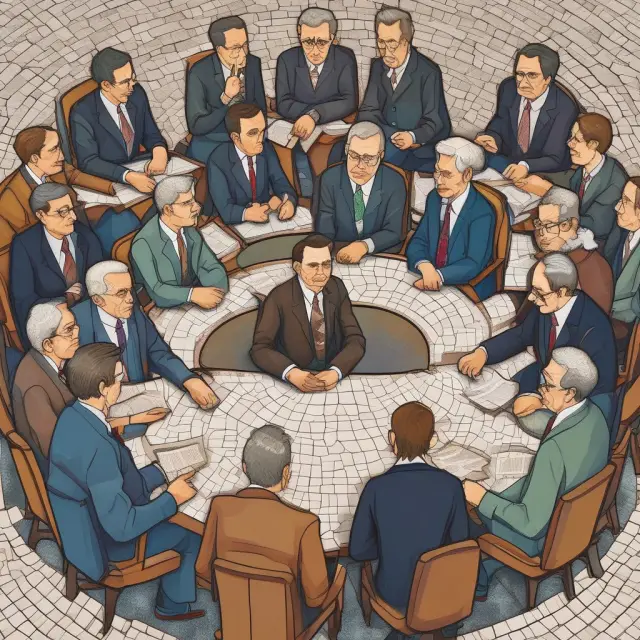 Economists engaging in a lively discussion around the Heckscher-Ohlin model, reflecting criticisms and modifications
