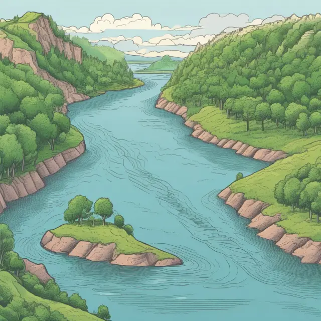 Two intertwined rivers symbolizing Hedge Accounting and Hedge Funds merging for financial stability. A visual metaphor for the connection between these concepts in managing investment risk.