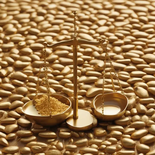 Scales holding soybeans and futures contracts represent fair value hedging in agriculture.