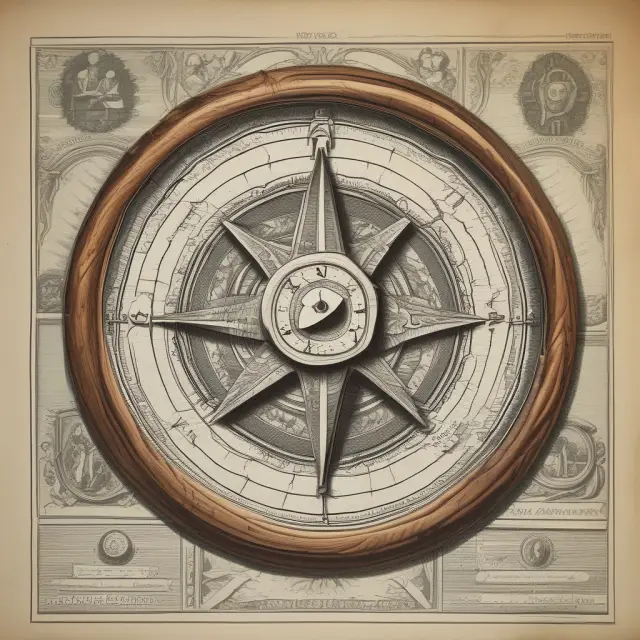 An ornate compass with an SEC symbol guiding the way through a complex regulatory landscape, surrounded by hedge clauses.