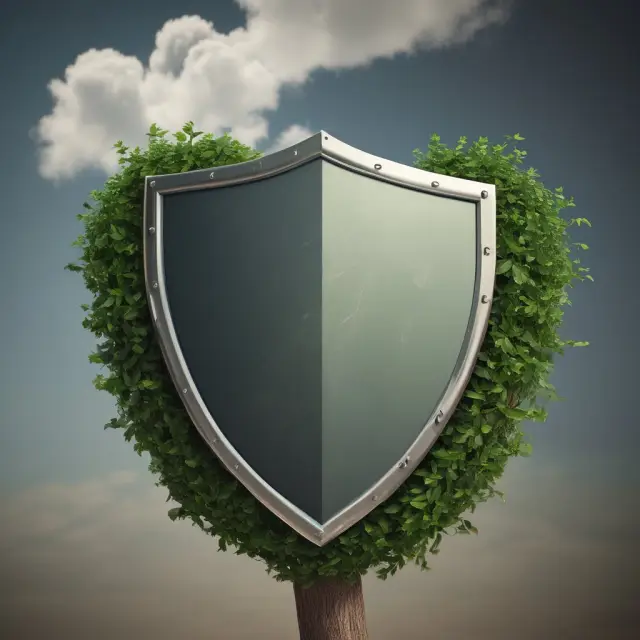An image of a shield made of hedge clippings deflecting securities class action lawsuits, representing the protective role of hedge clauses.