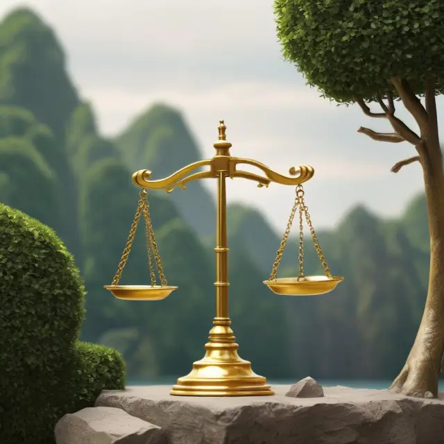 A golden scale weighing the benefits of investing in a hedge fund against its risks and fees.