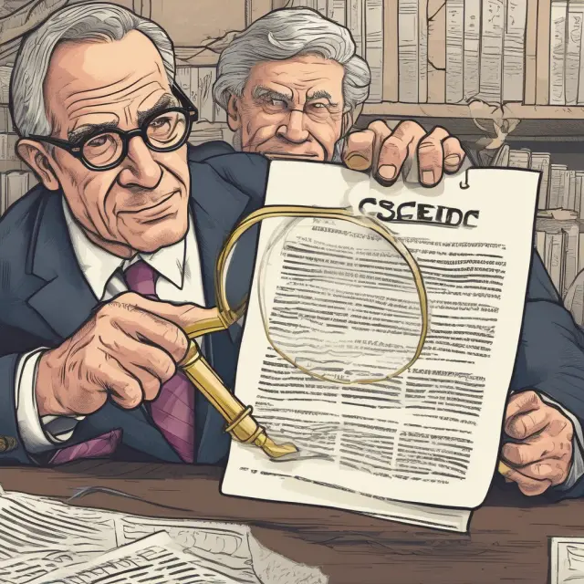 An accredited investor carefully reviewing hedge fund documents, ensuring thorough examination to minimize risks