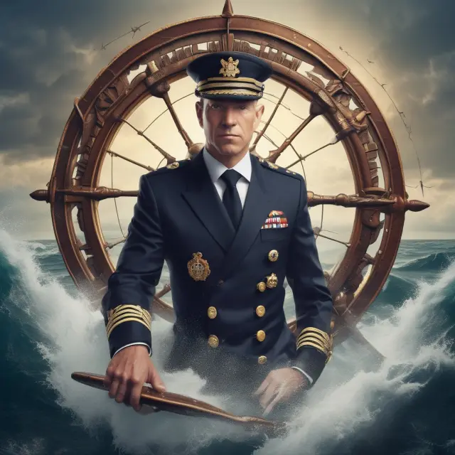 An airline captain steering a ship through stormy seas, using 170 compasses to represent the optimal number of contracts required for risk management