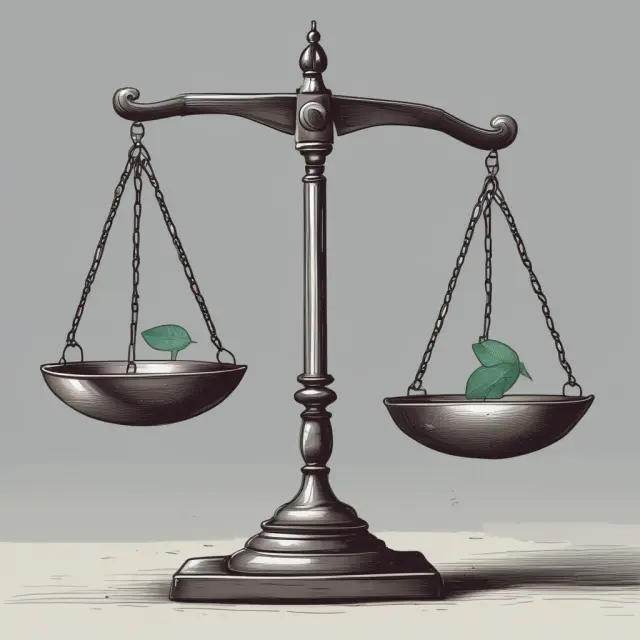 Institutional investor balancing hedge ratio with weighing scales, stock symbol, and futures contract