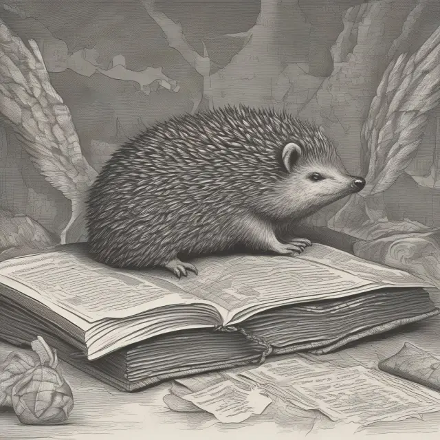 A hedgehog symbolizing hedging transactions hibernates under futures contracts, while an eagle representing market timing soars above market charts