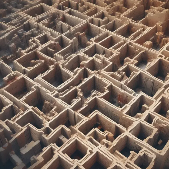 An intricate maze symbolizes the complex relationship between dependent and independent variables in hedonic regression models