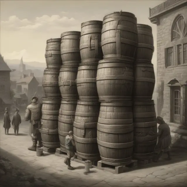 Rockefeller fortune being passed down through generations as oil barrels are handed off to the next heir