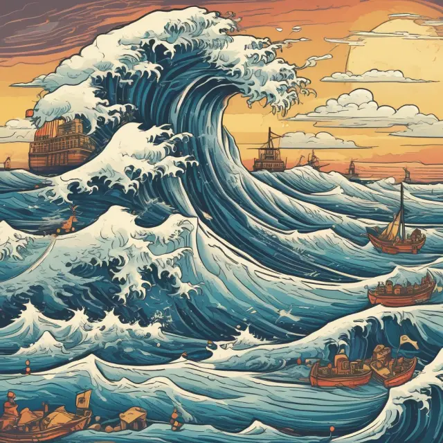 Securities flowing within a vibrant current asset sea, symbolizing held-for-trading investments and market dynamics