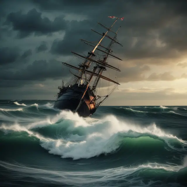 An investor braving rough waters while navigating the risks of holding bonds to maturity, including potential losses from rising interest rates and the possibility of issuer defaults.