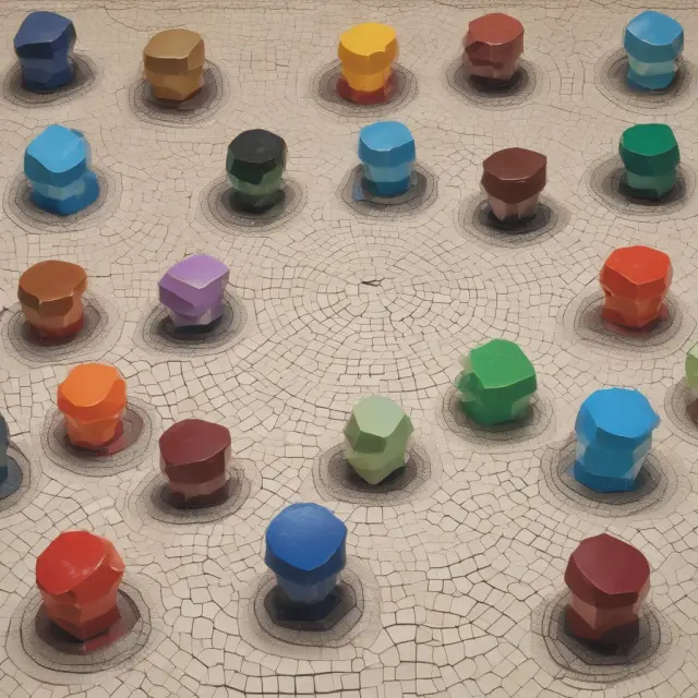 Entrepreneurs in a mosaic, symbolizing decision-making influenced by informational and organizational bounds based on Herbert A. Simon