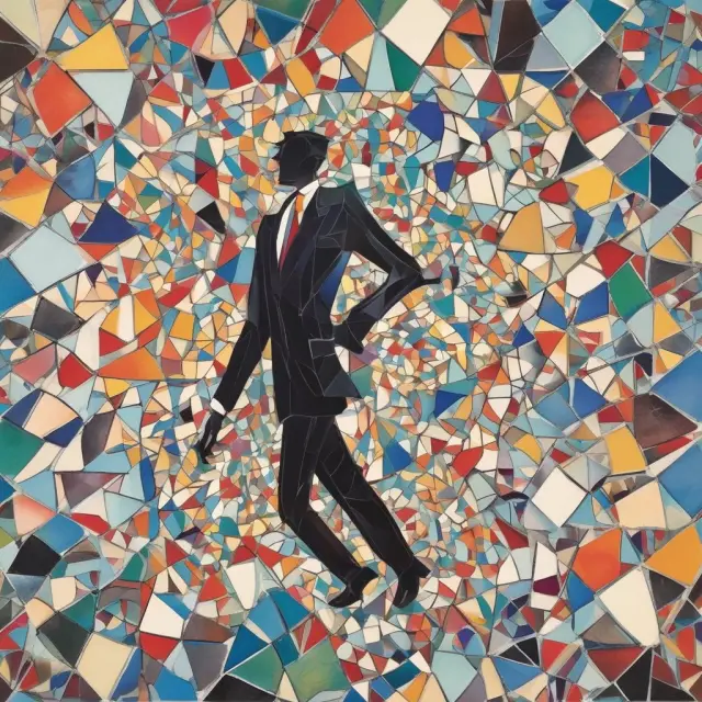 An image of a mosaic depicting the fragmentation and subsequent reassembly of classical economic theories, symbolizing Herbert A. Simon