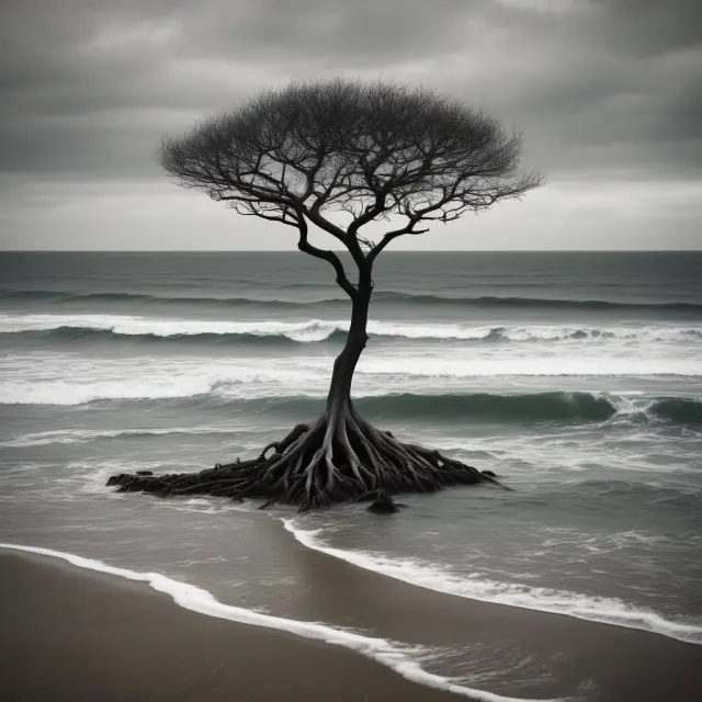 A lone tree symbolizing independence amidst turbulent financial markets