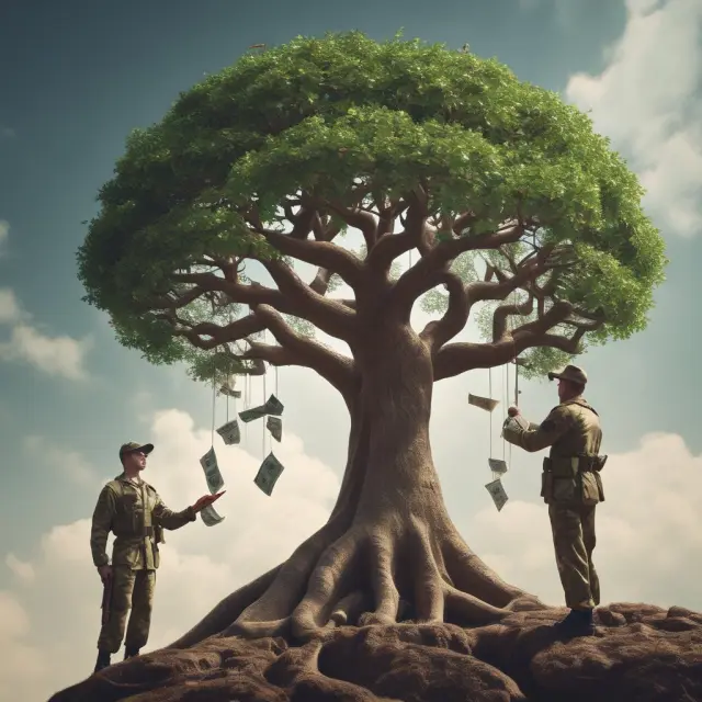 A brave soldier contributes taxable combat pay to an IRA through a magical money tree, acknowledging the HERO Act