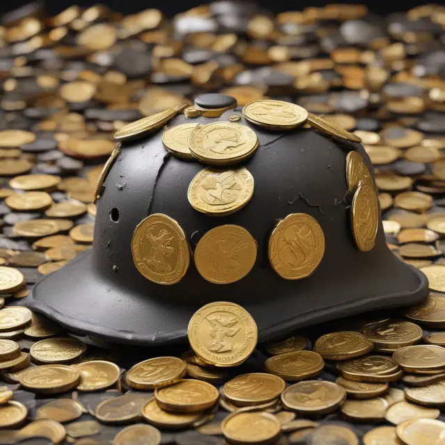 Military helmet overflowing with coins symbolizes annual IRA contribution limit under the HERO Act for military personnel