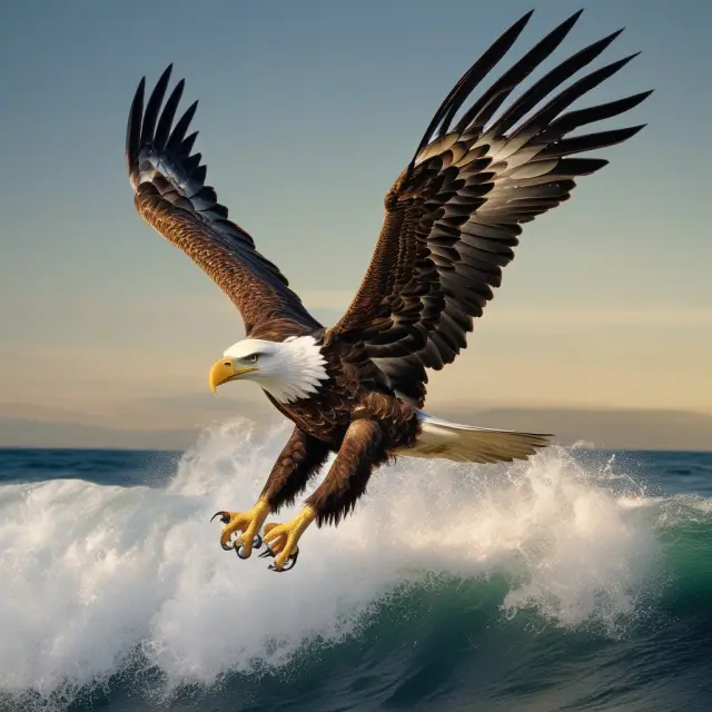 An eagle flying above a rising Herrick Payoff Index line, symbolizing bullish continuation signals in trading