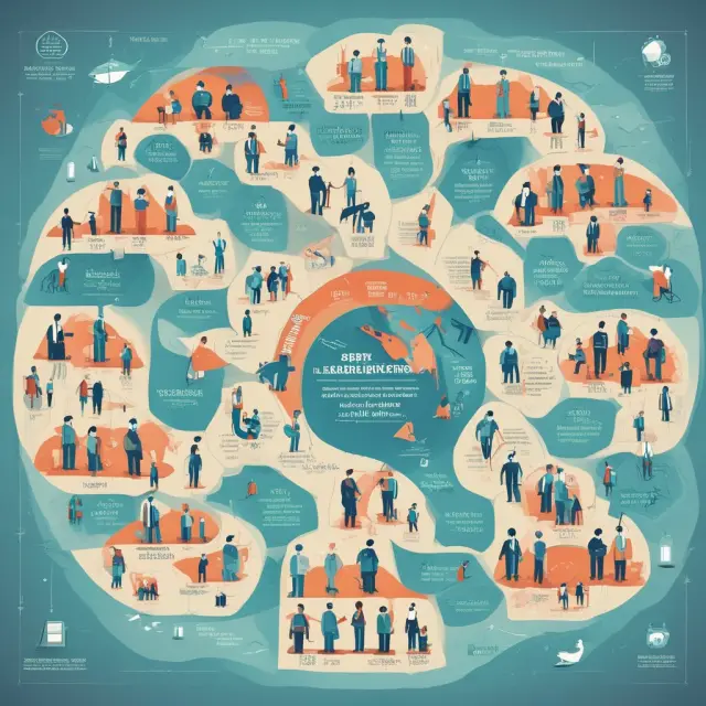 Leaders guiding their teams in a stormy sea with varying leadership styles: telling, selling, participating, and delegating, reflecting the Hersey-Blanchard Model.