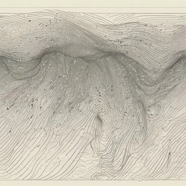 A metaphorical depiction of heteroskedasticity with waves of varying sizes representing changing dispersion levels around a regression line.