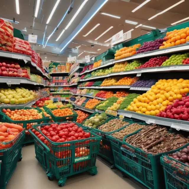 A garden of harmonized consumer baskets blossoming, representing the European Union