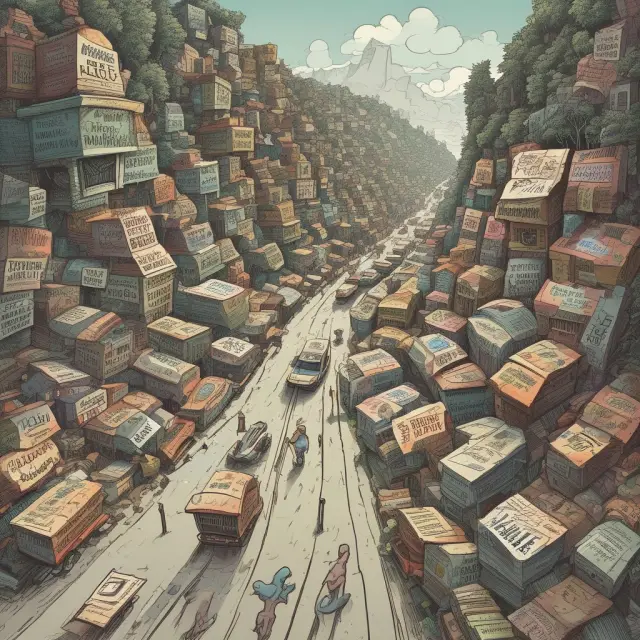 A shadowy scene of a cigarette pack, bottle of alcohol, imported good, and highway toll symbolizing hidden taxes.