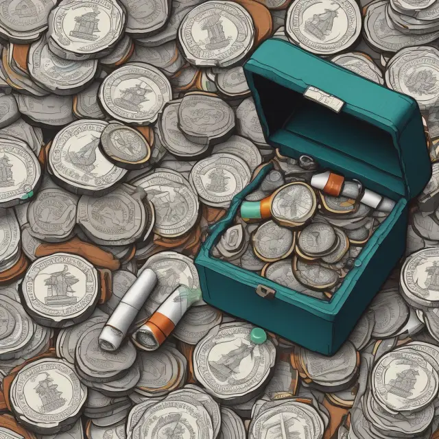 An image depicting a smoke stack releasing coins symbolizing hidden taxes, with a cigarette box in the foreground displaying prices affected by tariffs from trade wars.