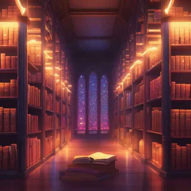 An enlightening library filled with glowing books representing knowledge, reflecting consumers
