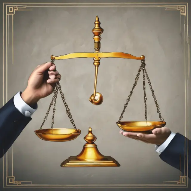 Trusted advisor with a golden scale, symbolizing evidence-based investment decisions.