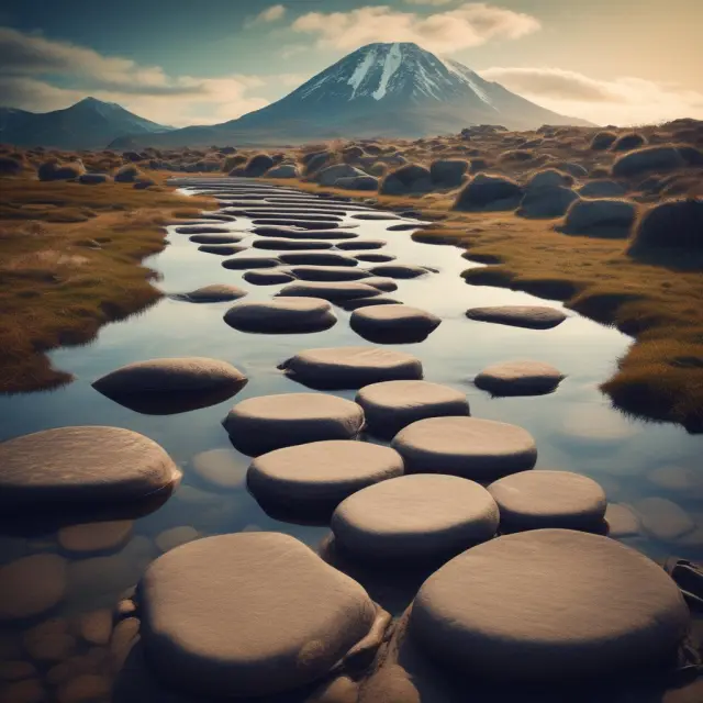Image of stepping stones leading up a mountain, symbolizing the progression through the hierarchy-of-effects stages for effective finance marketing