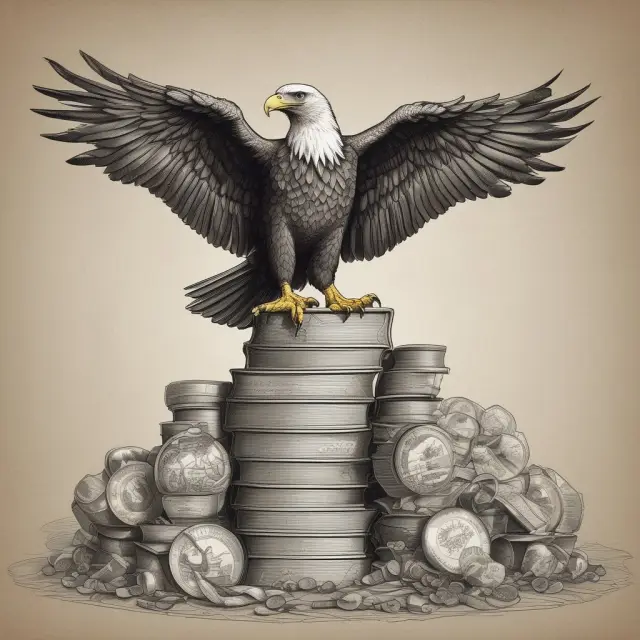 An eagle perched atop a golden gaap hierarchy, symbolizing FASB