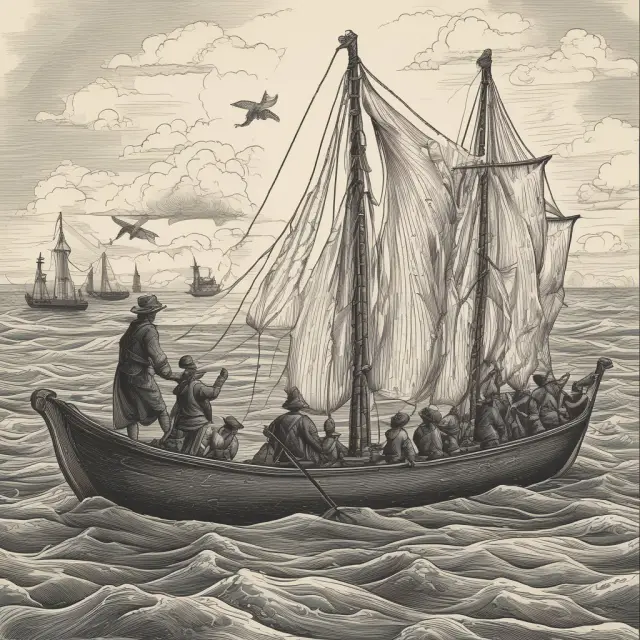 A HENRY navigating a boat through choppy waters, symbolizing tax challenges, using oars labeled with deductions and credits
