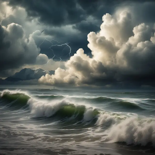 An HFT storm causes volatility and instability in a tranquil stock market, symbolizing instances where High-Frequency Trading contributes to market turbulence