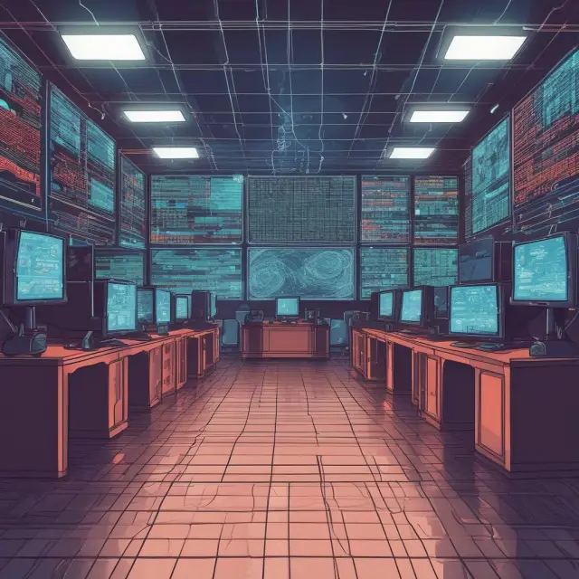 An advanced trading floor with traders using AI for HFT amidst regulatory oversight, symbolizing future market dynamics