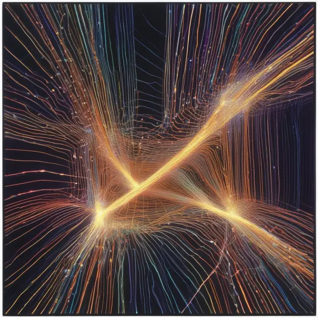 A fiber optic network interconnecting traders and stock exchanges, representing the real-time data transmission of high-speed data feeds