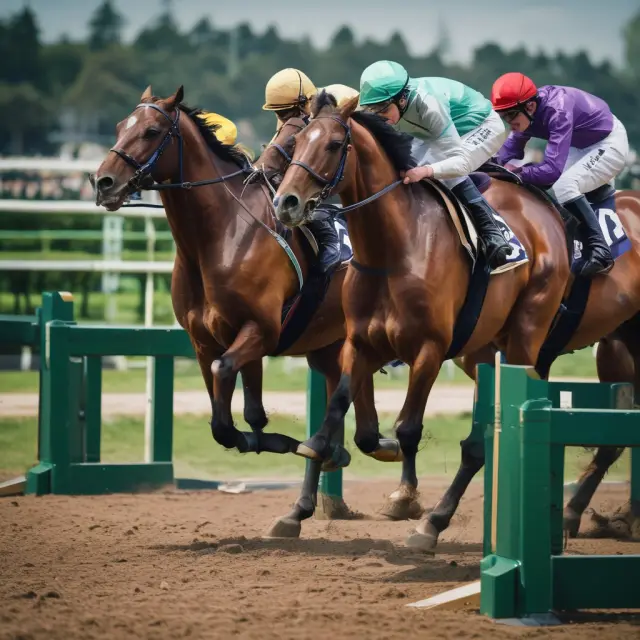 High-speed data feeds depicted as racehorses eagerly awaiting the start, representing the competitive edge and swift decision making in finance.