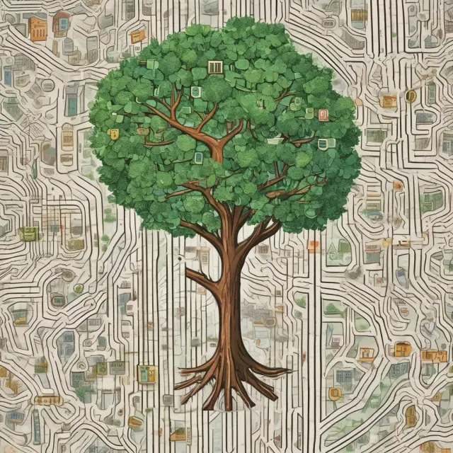 Branches of high street banks forming a global tree, illustrating expansion and competition within the financial sector.