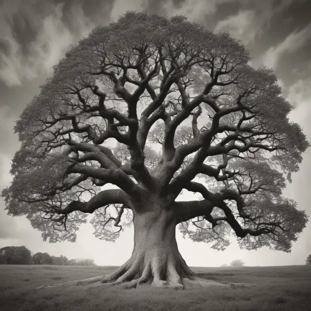 A sprawling ancient oak tree with branches extending globally, representing Barclays