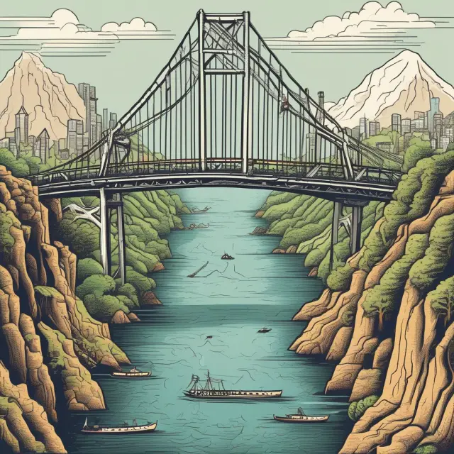 Image of a flowing river representing changing interest rates with high-yield bonds as a sturdy bridge connecting risk and return