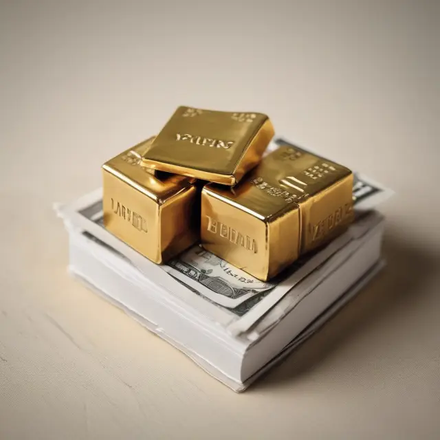 A golden high-yield bond sitting atop a pile of smaller, gray investment-grade bonds