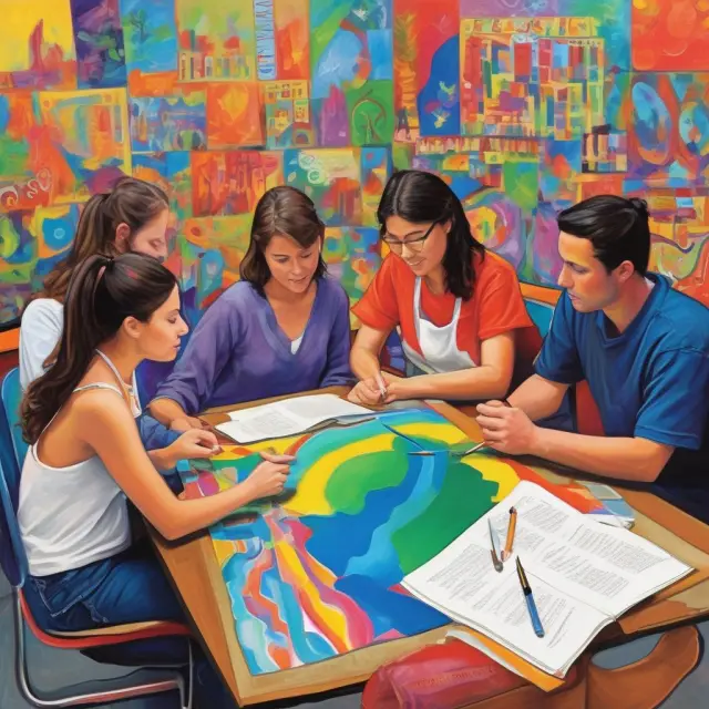 A canvas filled with vibrant colors symbolizes Title VI
