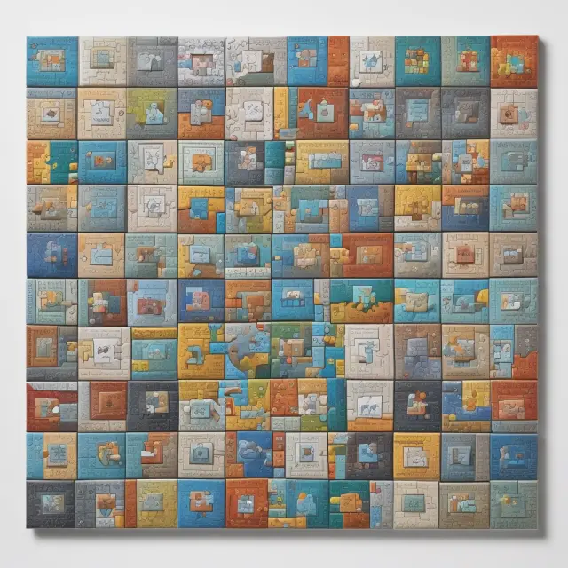 An intricate puzzle showcasing IRAs, HSAs, deferred compensation plans, and brokerages as interconnected pieces helping HCEs secure their financial future.