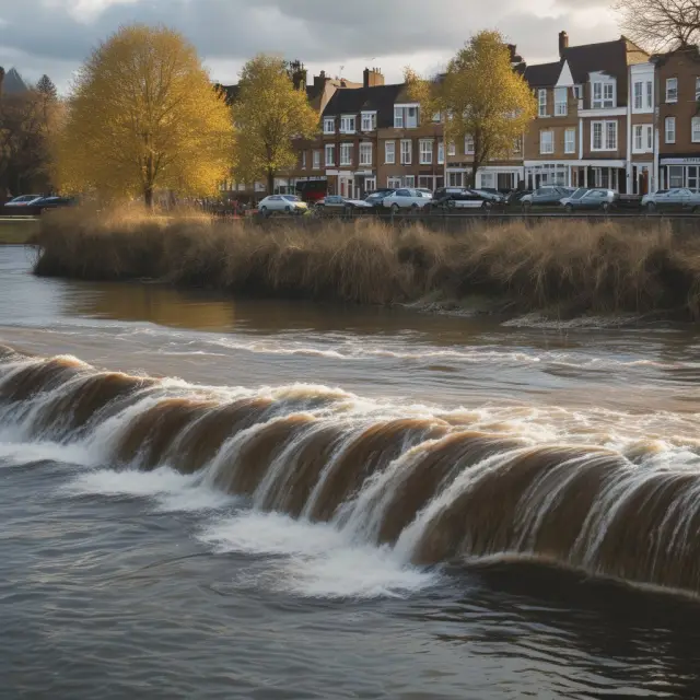 A serene riverbank with a high-water mark symbolizing an investor