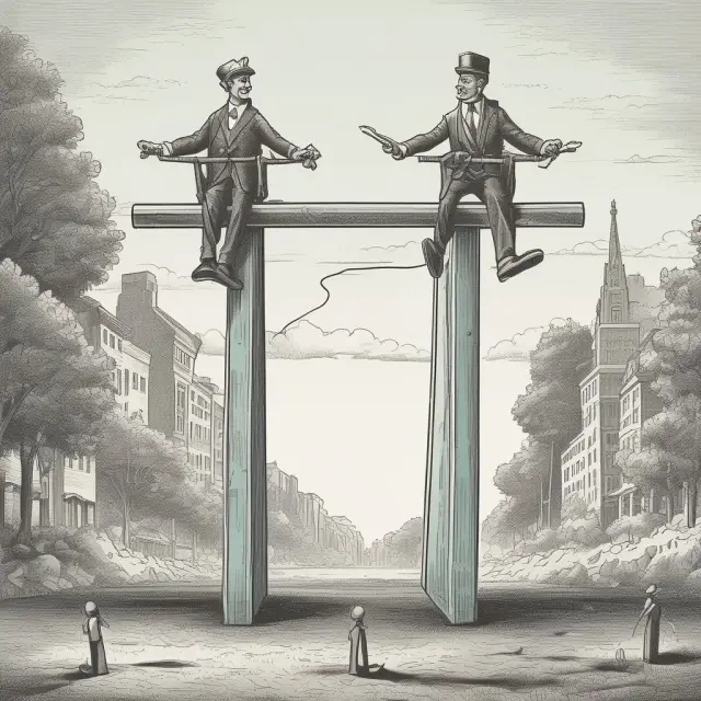 A balanced see-saw illustrating high-water marks and 