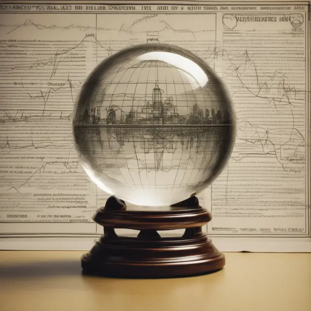 Crystal ball displaying Hindenburg Omen indicator and stock market charts