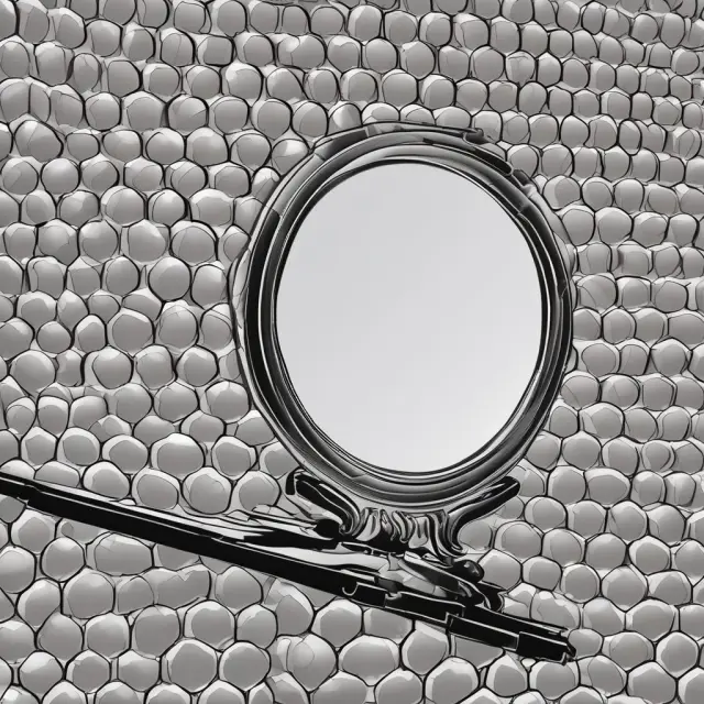 A mirror reflects the distorted image of the dot-com bubble