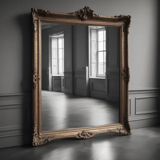 A mirror reflecting a person