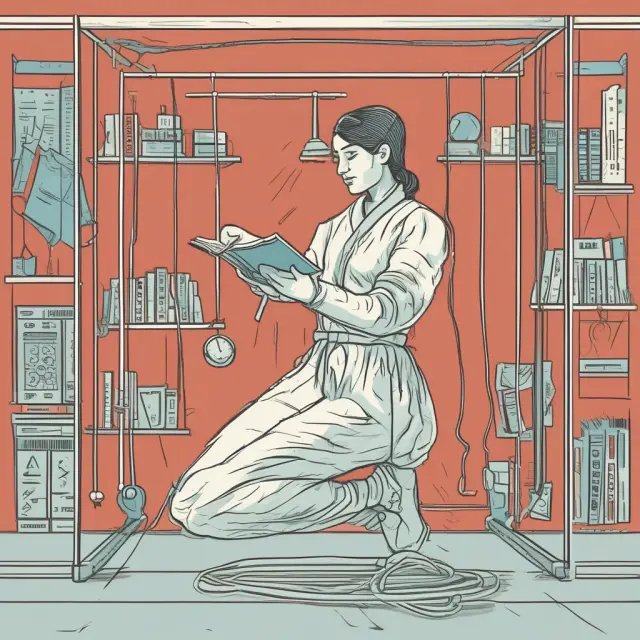 A person balancing on a tightrope between HIPAA regulations and the need for technological advancements in healthcare, with medical records on either side